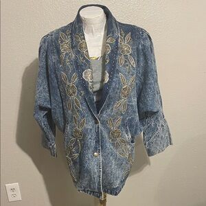 80’s Acid Wash Embroidered Denim Jacket